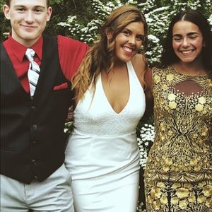 Halter top White lace top prom dress!!